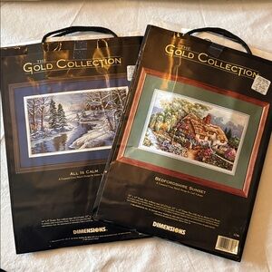 Bundle of two Gold Collection Scenic Tapestry Sets - Black, Blue, Green, Brown